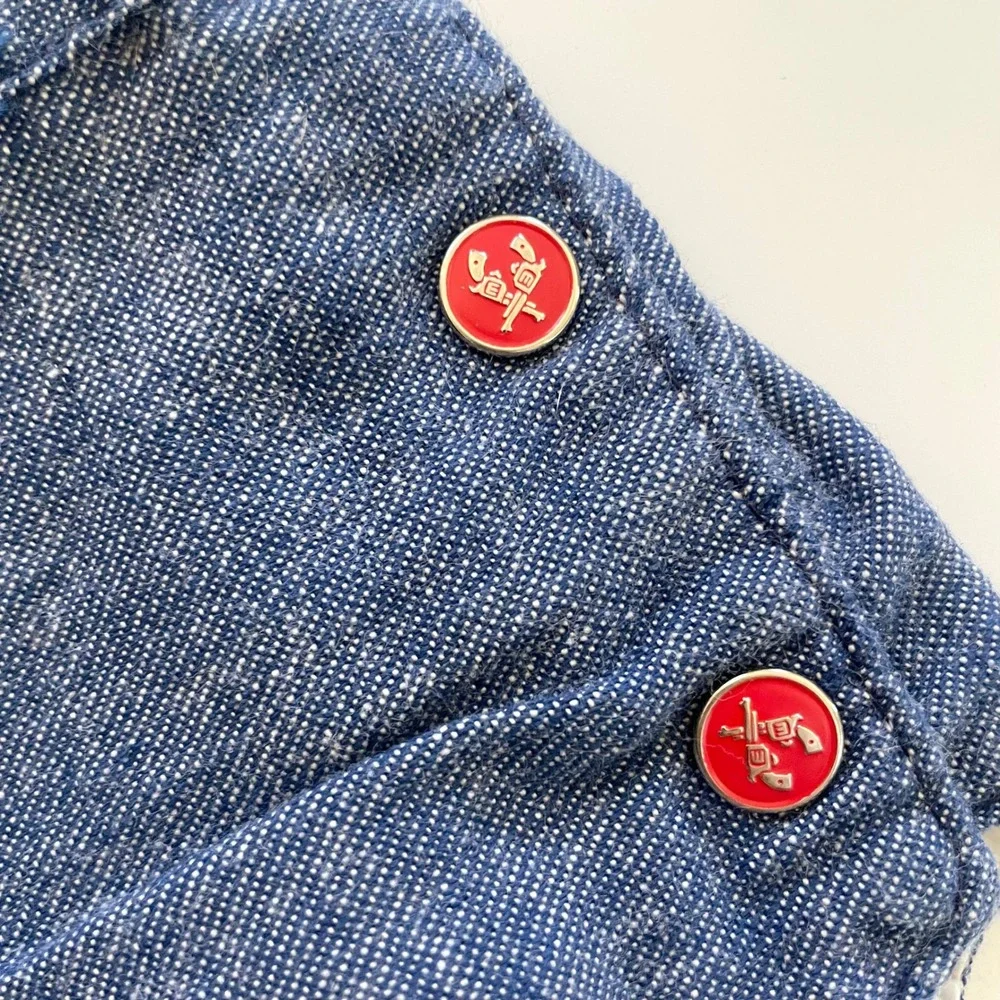 Vintage 60s Red Bandana Western Shirt Chambray Diaper Cover Set 2PC Americana